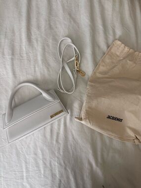 Jacquemus White Mini Le Chiquito Top-Handle Bag with Gold Logo